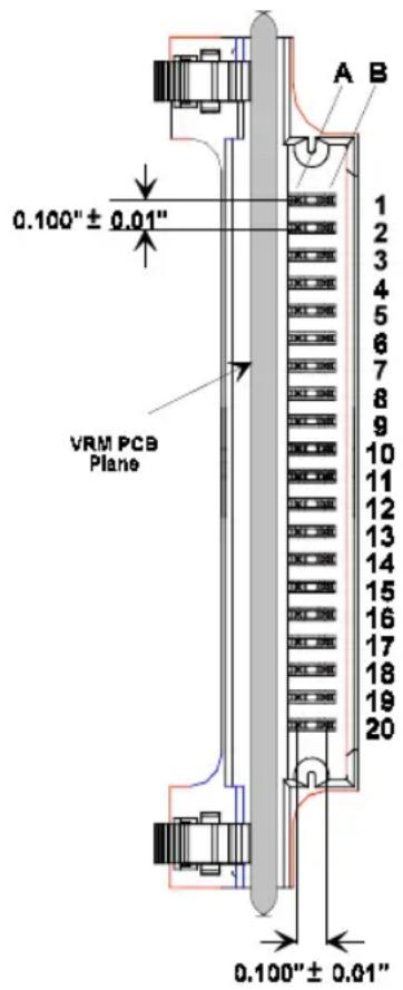 0.100" ± 0.01" VRM PCB Plane A B 1 2 3 4 5 6 7 8 9 10 11 12 13 14 15 16 17 18 19 20 0.100" ± 0.01"
