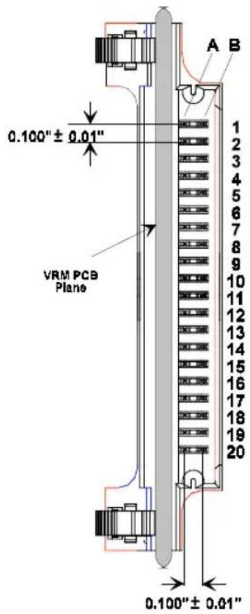 0.100" ± 0.01" VRM PCB Plane A B 1 2 3 4 5 6 7 8 9 10 11 12 13 14 15 16 17 18 19 20 0.100" ± 0.01"