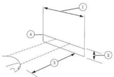 Diagram showing four numbered geometric shapes with directional arrows, likely illustrating a physics or engineering concept.