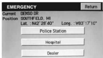 EMERGENCY Current DENSO DR Position SOUTHFIELD, MI Lat. : N42° 28'40" Long. : W83°17'10" Police Station Hospital Dealer Return