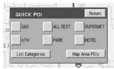 QUICK POI Return GAS ALL REST SUPERMKT ATM PARK HOTEL List Categories Map Area POIs