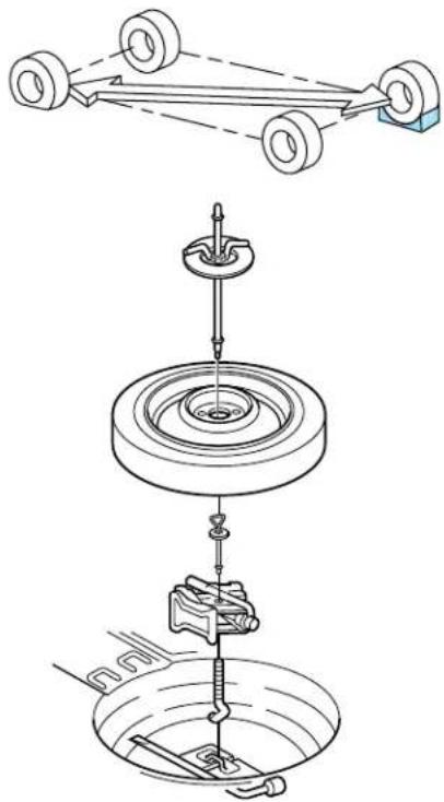 Technical diagram illustrating a mechanical assembly with labeled components and motion indicators