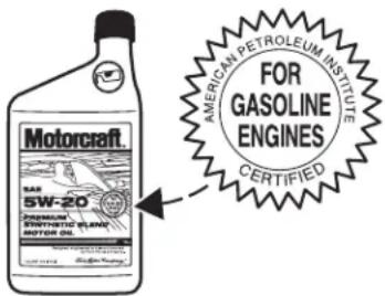Motorcraft SAS 5W-20 GASOLINE SINNATRIC GANATE MOTOR OIL AMERICAN PETROLEUM INSTITUTE FOR GASOLINE ENGINES CERTIFIED
