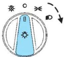 Diagram showing a circular control with sun icons and a curved arrow indicating rotation or direction.