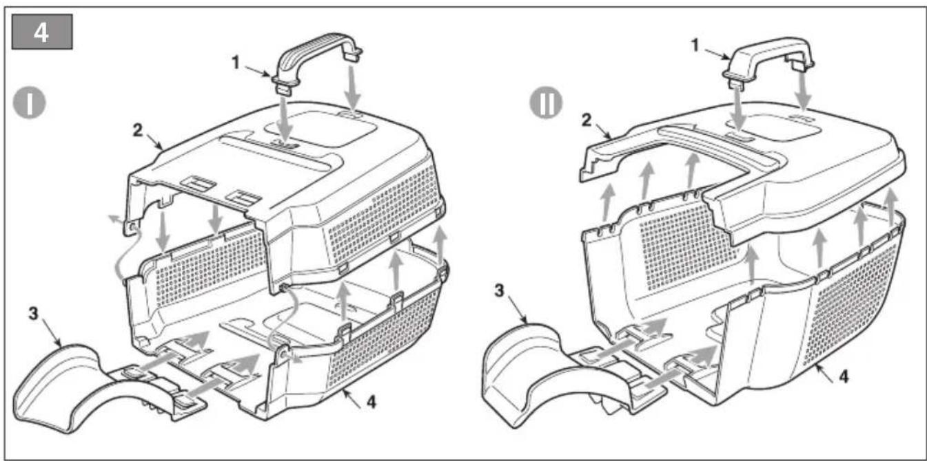 Technical diagram showing two views of a car interior with numbered components and airflow indicators.