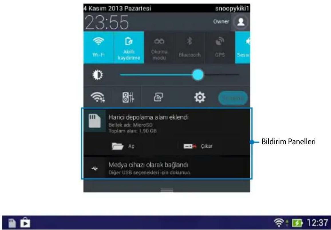 4 Kasım 2013 Pazartesi snoopykiki1 Owner 23:55 Wi-Fi Akıllı kaydetme Okumamodu Bluetooth GPS Sessu Harici depolama alanı eklendi Bellek adı: MicroSD Toplam alan: 1,90 GB Aç Çakar Medya cihazı olarak bağlandı Diğer USB seçenekleri için dokunun Bildirim Panelleri 12:37