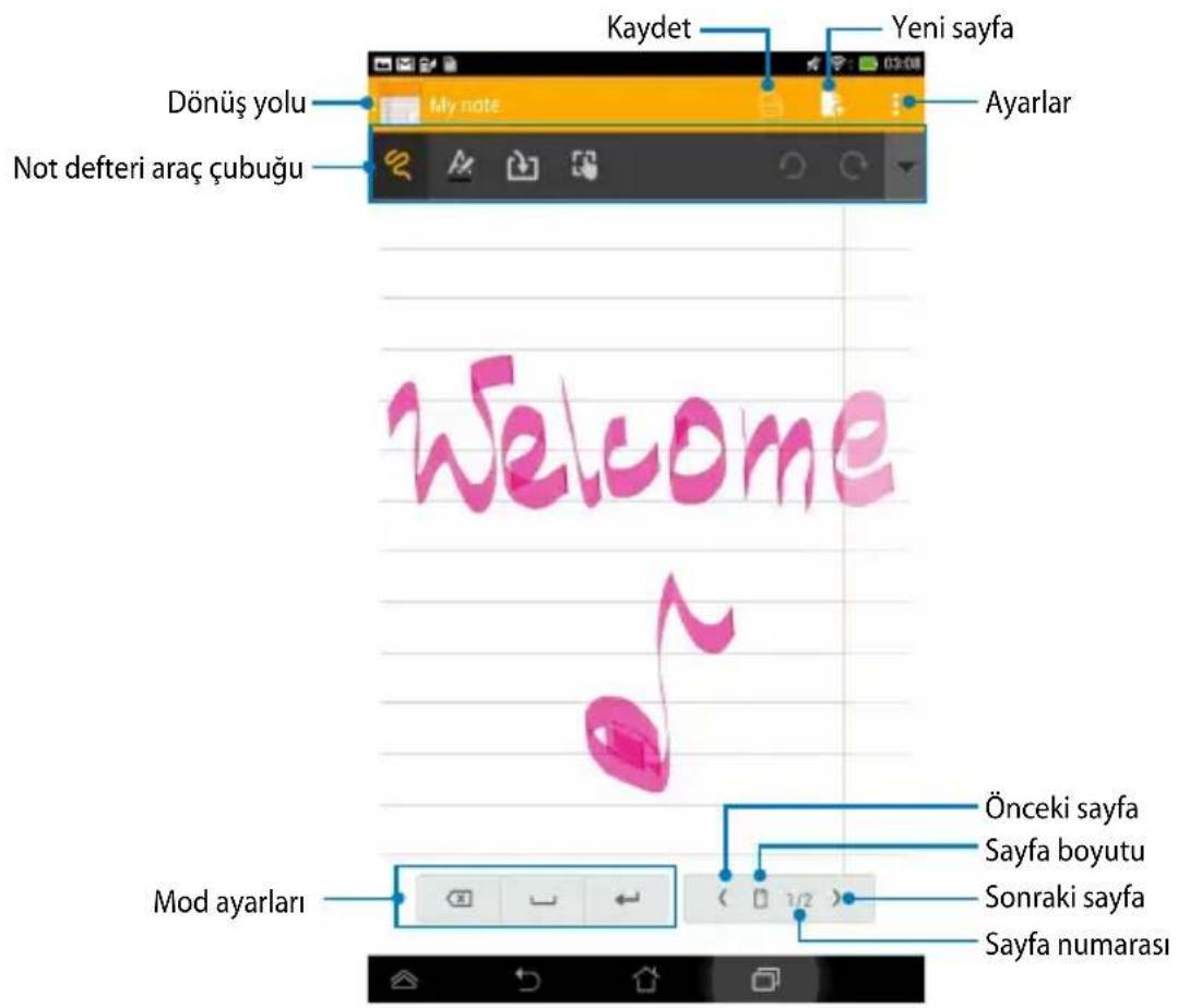 Dönüş yolu Not defteri araç çubuğu Kaydet Yeni sayfa Ayarlar Welcome Mod ayarları Önceki sayfa Sayfa boyutu Sonraki sayfa Sayfa numarası