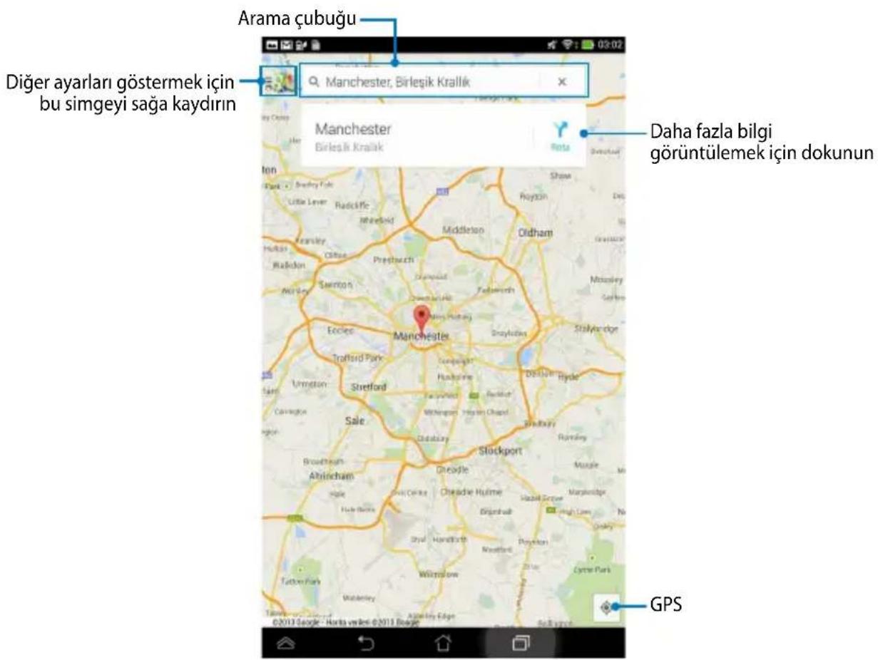Arama çubuğu Diğer ayarları göstermek için bu simgeyi sağa kaydırın Manchester, Birleşik Krallık Manchester Birleşik Krallık Daha fazla bilgi görüntülemek için dokunun GPS