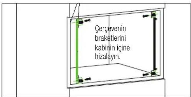 Çerçevenin braketlerini kabinin içine hizalayın.
