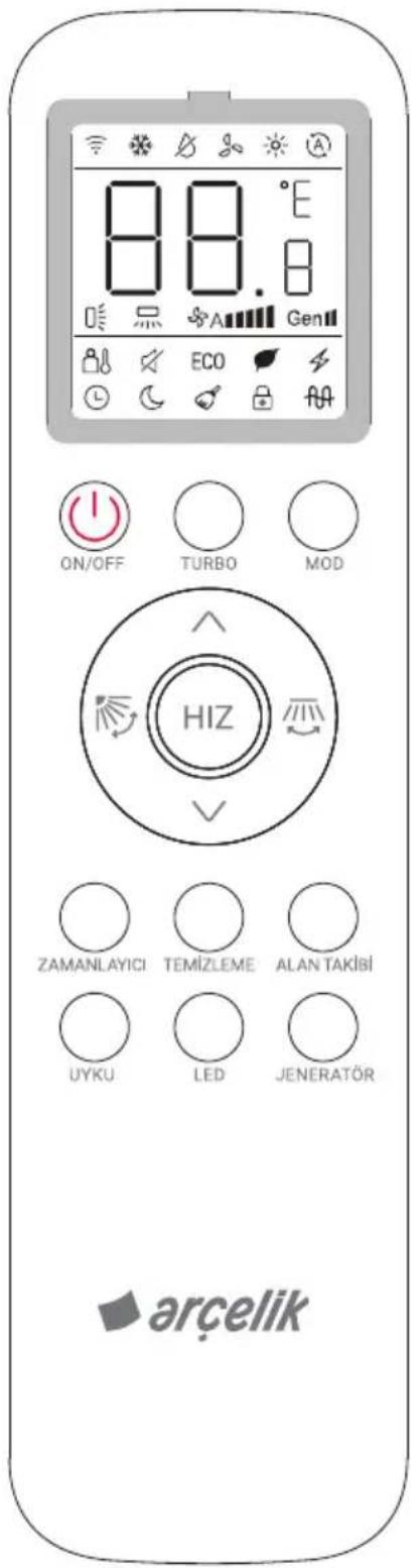ON/OFF TURBO MOD HIZ ZAMANLAYICI TEMİZLEME ALAN TAKİBİ UYKU LED JENERATÖR arçelik