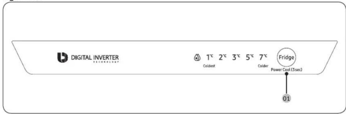 DIGITAL INVERTER TECHNOLOGY 1°C 2°C 3°C 5°C 7°C Códest Colder Fridge Power Cool (3sec) 01