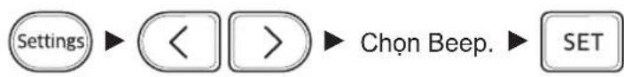 graph LR A["Settings"] --> B["<<"] B --> C[">>"] C --> D["Chon Beep."] D --> E["SET"]