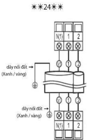***24** N(1) 1 2 dây nôi đất → (Xanh / vàng) dây nôi đất → (Xanh / vàng)