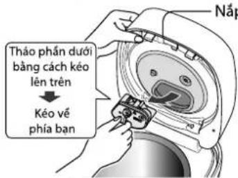 Tháo phần dưới bàng cách kéo lên trên Kéo vế phía bạn Nắp
