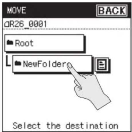 MOVE aR26_0001 Back Root NewFolder Select the destination