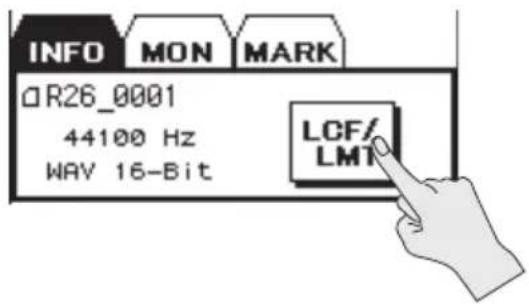 INFO MON MARK □R26_0001 44100 Hz WAY 16-Bit LCF/ LMT