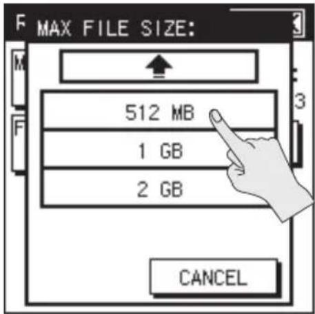 MAX FILE SIZE: 512 MB 1 GB 2 GB CANCEL