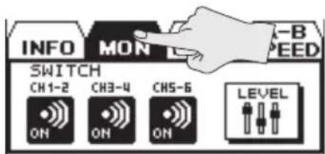 INFO MON B SWITCH CH1-2 CH3-4 CH5-6 ON ON ON LEVEL