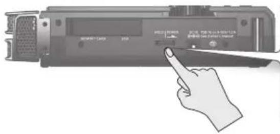 Diagram showing a hand interacting with a device panel labeled 'HDMI / LCD' and 'USB', indicating a button or interface.