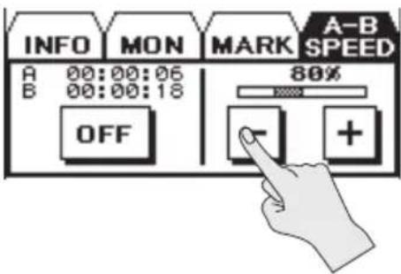 INFO MON MARK A-B A 00:00:05 B 00:00:18 OFF 80% +