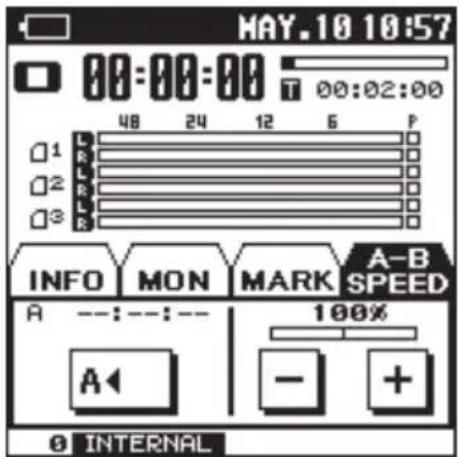 MAY.10 10:57 00:00:00 T 00:02:00 48 24 12 6 P □1 □2 □3 INFO MON MARK A-B MARK A-SPEED A ---:---:--- 100% A← - + 8 INTERNAL