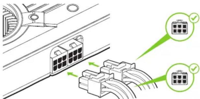 Technical diagram showing connector assembly with labeled parts and checkmarks indicating approval or confirmation.