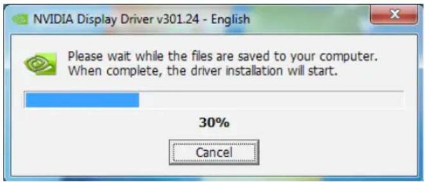 NVIDIA Display Driver v301.24 - English Please wait while the files are saved to your computer. When complete, the driver installation will start. 30% Cancel