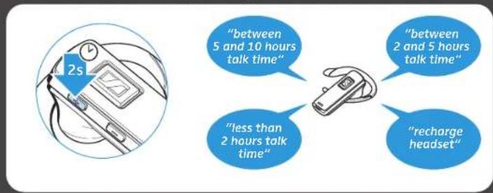 "between 5 and 10 hours talk time" "less than 2 hours talk time" "between 2 and 5 hours talk time" "recharge headset"