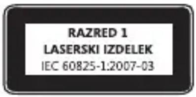 RAZRED 1 LASERSKI IZDELEK IEC 60825-1:2007-03