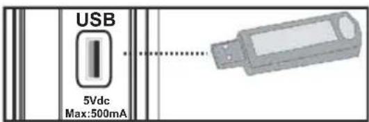 USB 5Vdc Max:500mA