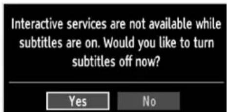 Interactive services are not available while subtitles are on. Would you like to turn subtitles off now? Yes No