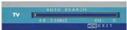 TV AUTO SEARCH 60.75MHz CH: 0 MENI EXIT