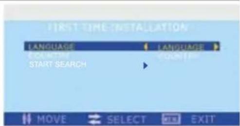 FIRST TIME INSTALLATION LANGUAGE LANGUAGE COUNTUM START SEARCH MOVE SELECT EXIT EXIT
