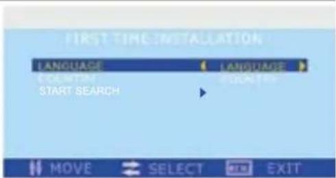 FIRST TIME INSTALLATION LANGUAGE LANGUAGE COUNTING START SEARCH MOVE SELECT EXIT