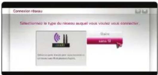 Connexion réseau. Sélectionnez le type de réseau auquel vous voulez vous connecter. Sans fil.
