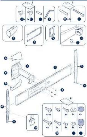 Technical diagram of a mechanical assembly with labeled parts and exploded views