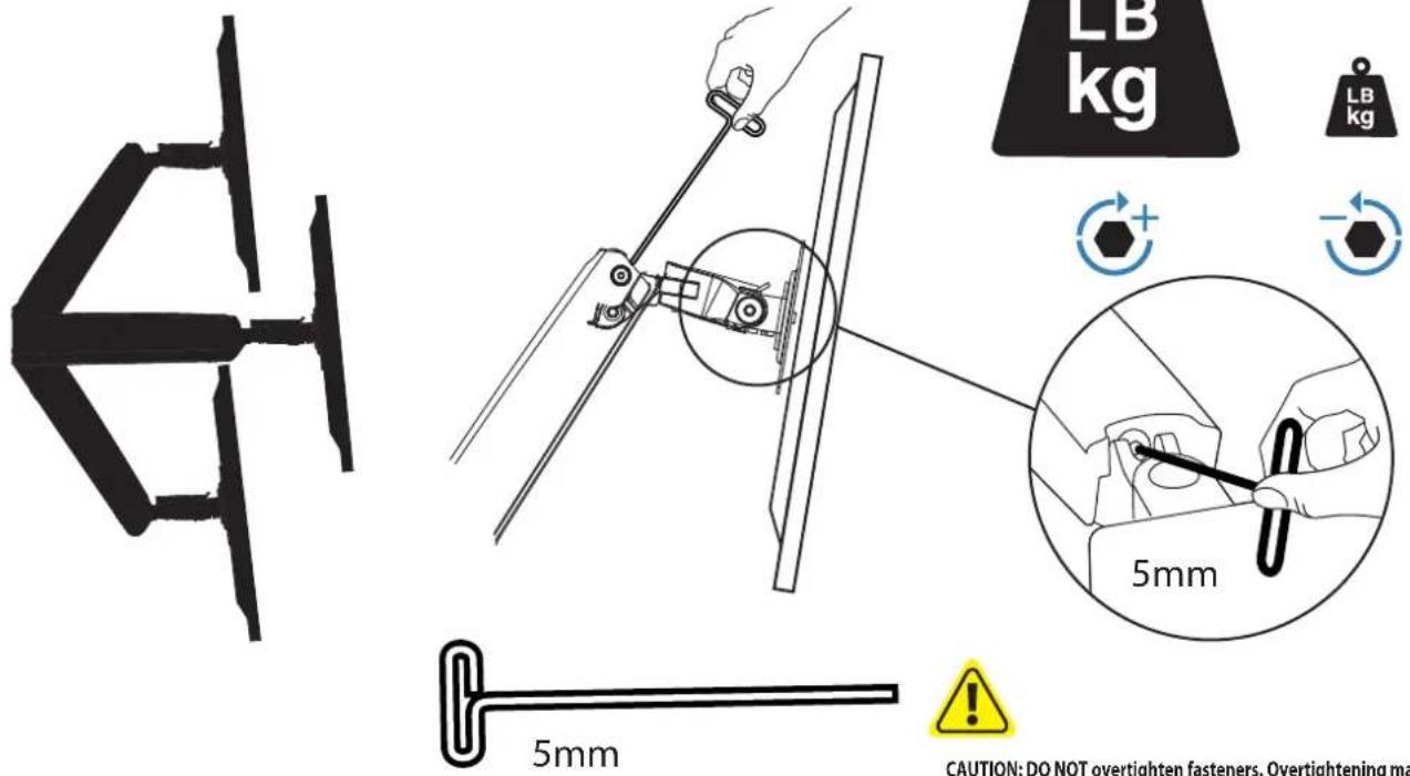 LB kg LB kg 5mm 5mm CAUTION: DO NOT overtighten fasteners. Overtightening ma