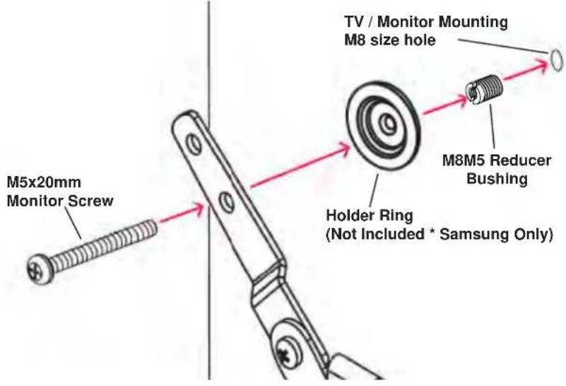 TV / Monitor Mounting M8 size hole M5x20mm Monitor Screw M8M5 Reducer Bushing Holder Ring (Not Included * Samsung Only)