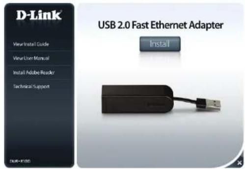 D-Link USB 2.0 Fast Ethernet Adapter Install View Install Guide View User Manual Install Adobe Reader Technical Support NURS-INSURS