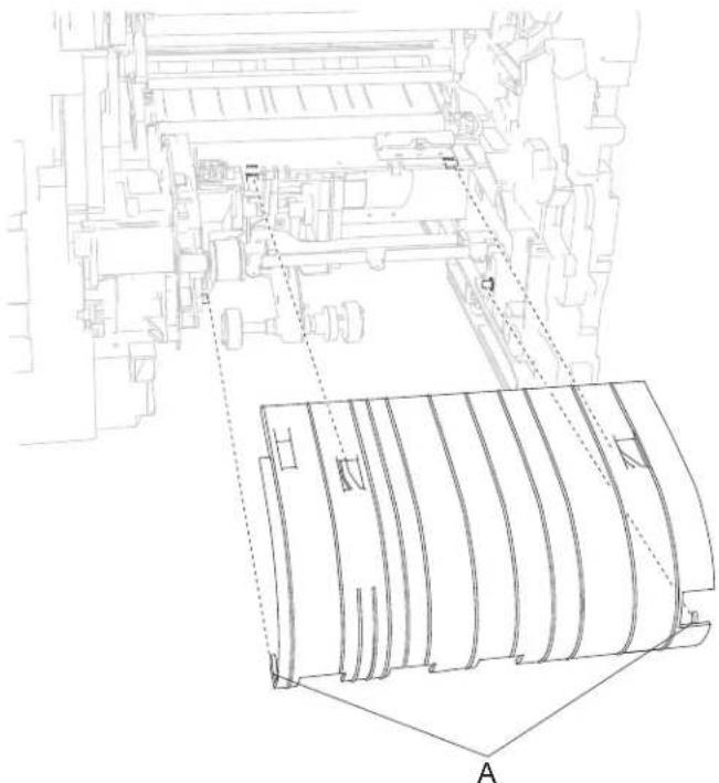 Technical diagram showing a mechanical assembly with labeled components and a 3D schematic view of a cylindrical component labeled A.