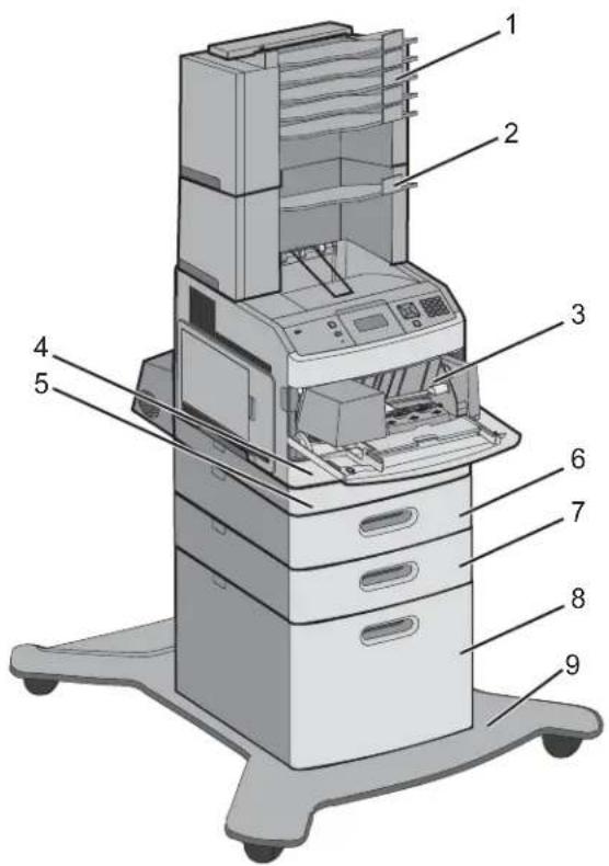 Labeled diagram of a medical imaging machine with numbered components for identification