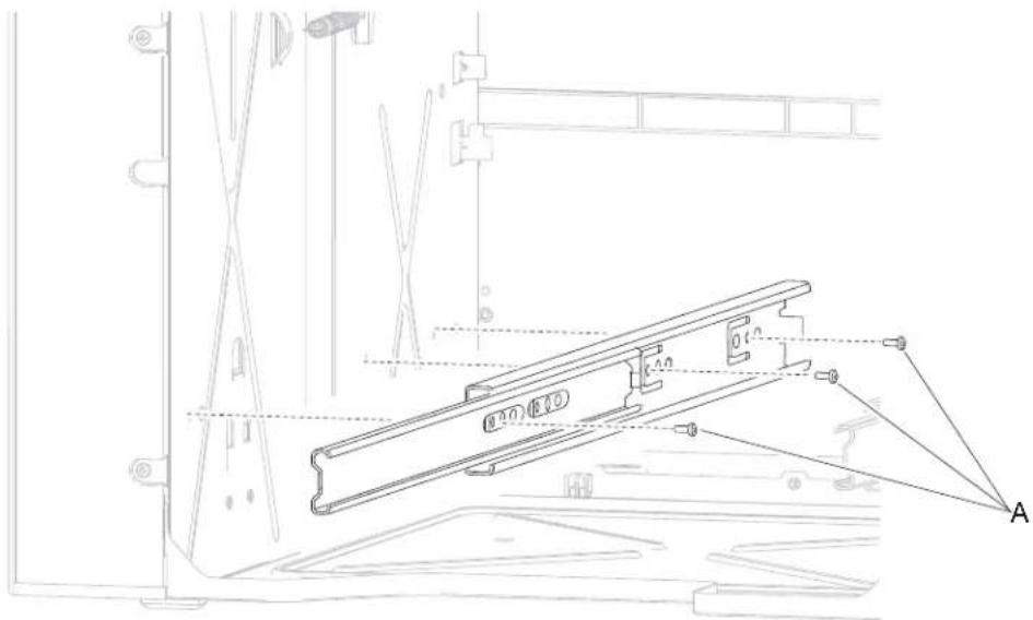 Technical diagram showing a mechanical assembly with labeled components and reference points A and B