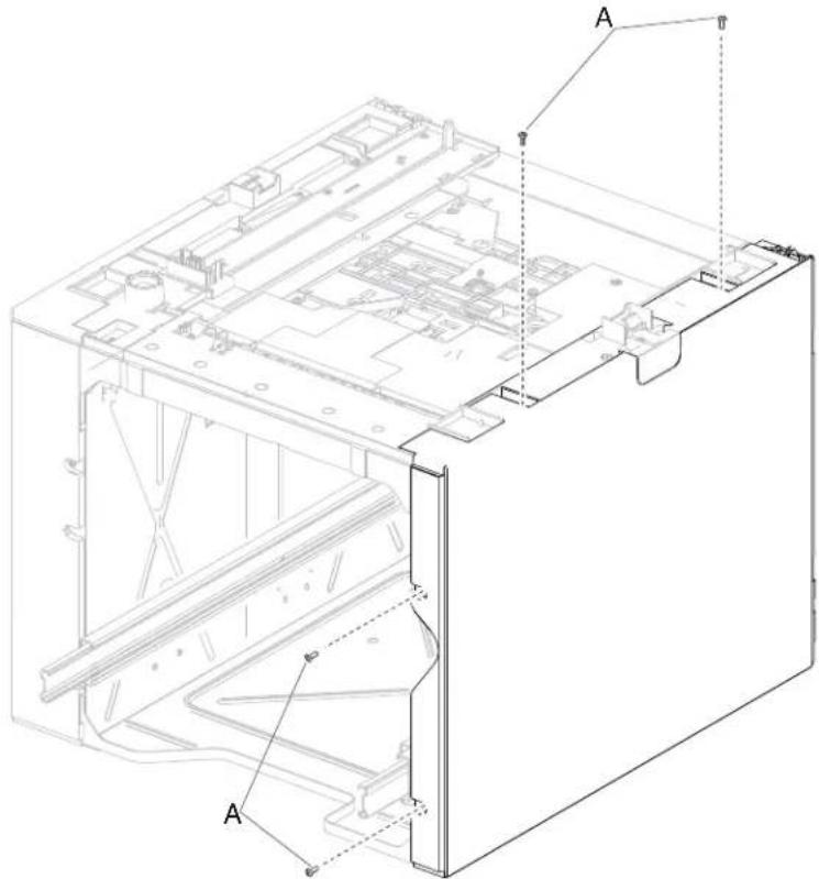 Technical diagram of a device casing with labeled components A and B, showing internal structure and assembly details.
