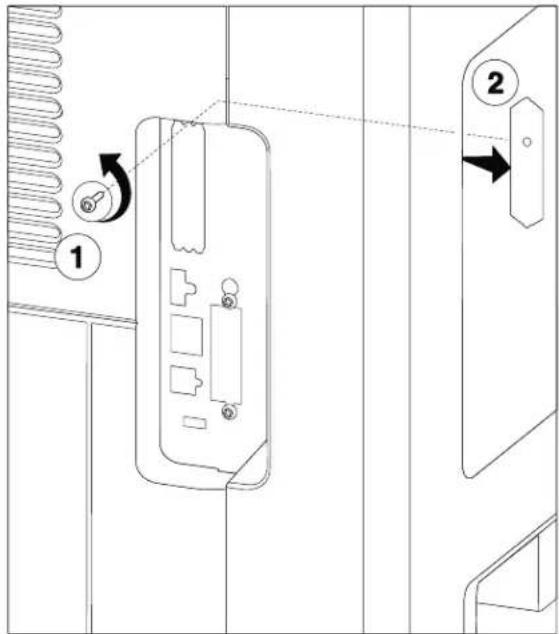 Diagram showing a device panel with labeled parts and directional arrows indicating rotation or movement.