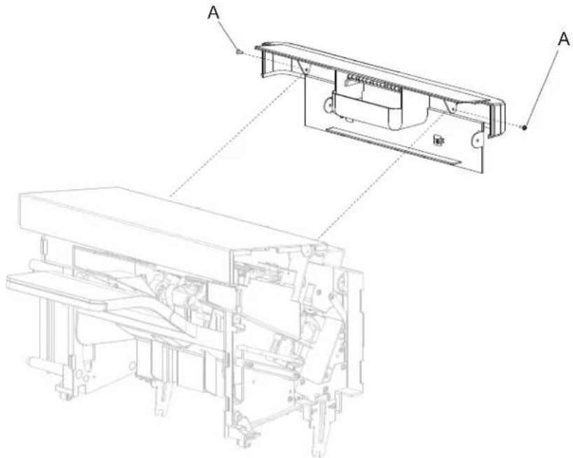 Technical diagram of a mechanical assembly with labeled components A, showing cross-sectional and exploded views of internal components.