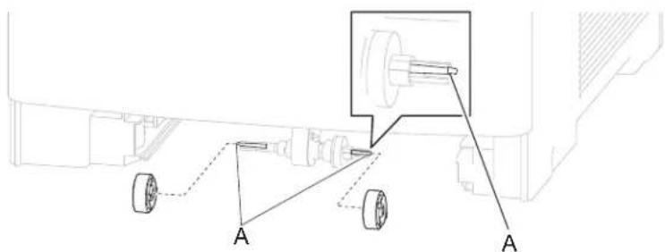 Technical diagram showing mechanical assembly with labeled components A and a highlighted section