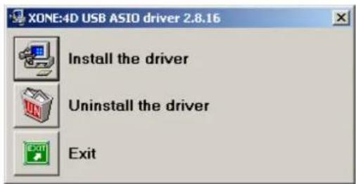 XONE:4D USB A510 driver 2.8.16 Install the driver Uninstall the driver Exit