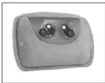 Exterior view of a gray rectangular device with two circular buttons on the front face (no text or symbols visible)