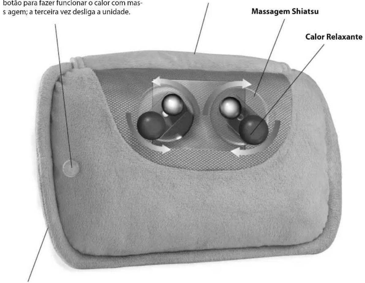 botao para fazer funcionar o calor com mas- s agem; a terceira vez desliga a unidade. Massagem Shiatsu Calor Relaxante