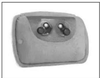 Exterior view of a gray rectangular electronic device with two circular buttons on the front panel (no text or symbols visible)